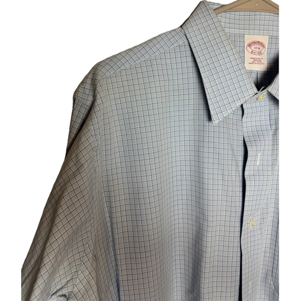 Brooks Brothers Men's XL 1818 Non-Iron Blue Plaid Button Down Shirt‎ 17-36